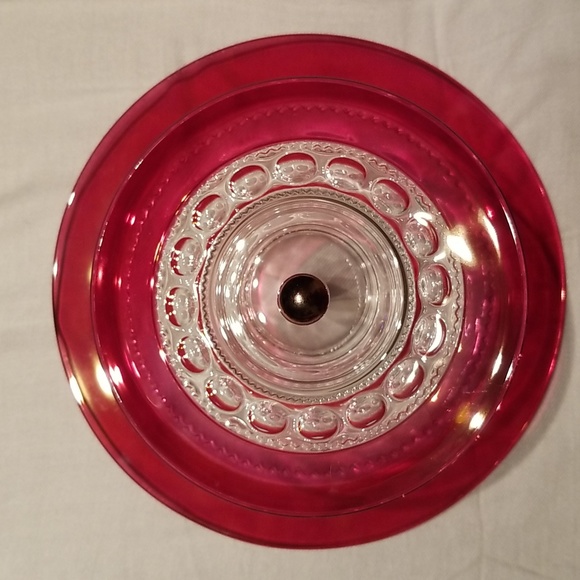 Vintage King's Crown Ruby-Flashed 2-Tier Tidbit Serving Tray - Picture 8 of 17